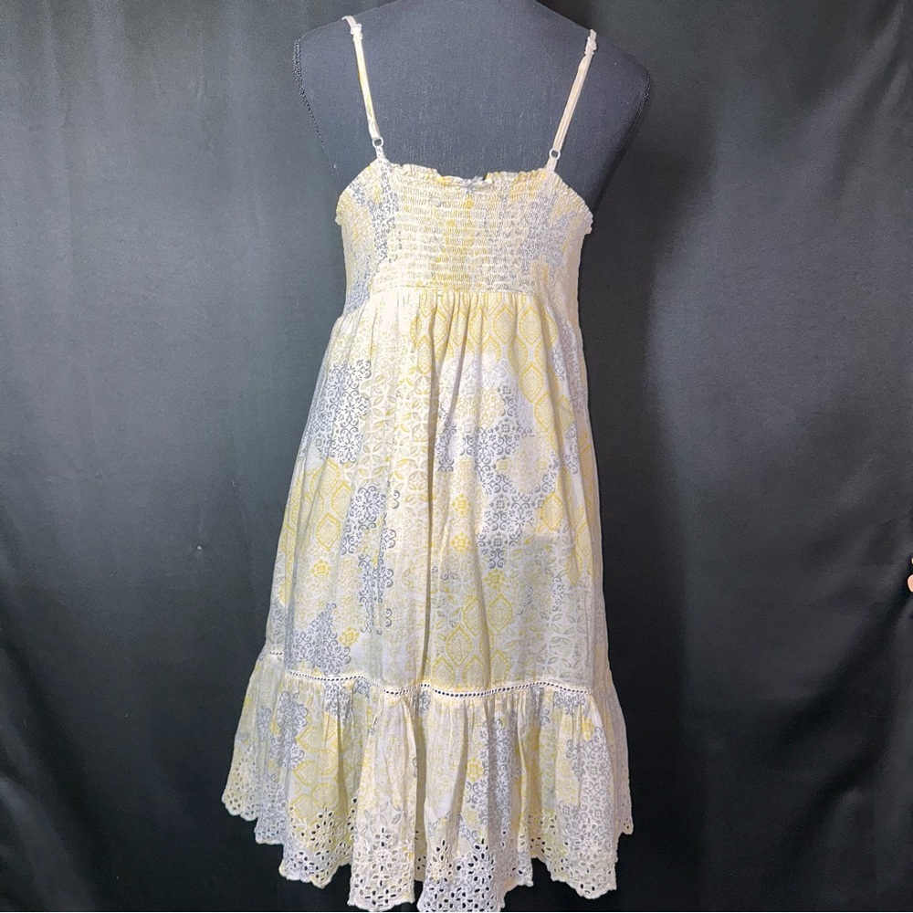 Rachel Zoe Dress Sz Sm? Yellow Eyelet Lace Detail Midi Prairie Cottage Core Boho - Picture 2 of 14